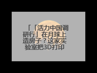 「活力中国调研行」在月球上造房子？这家实验室把3D打印“带上月球”