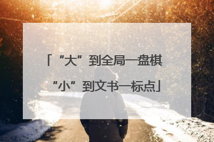 “大”到全局一盘棋 “小”到文书一标点