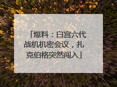 爆料：白宫六代战机机密会议，扎克伯格突然闯入