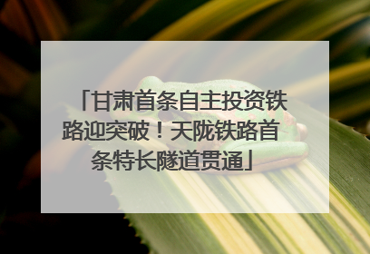 甘肃首条自主投资铁路迎突破！天陇铁路首条特长隧道贯通