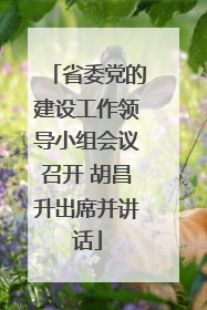 省委党的建设工作领导小组会议召开 胡昌升出席并讲话