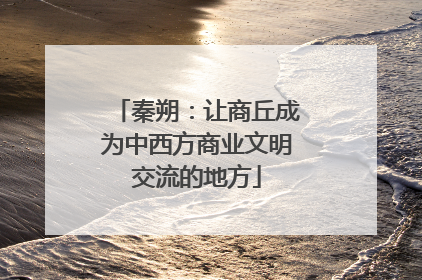 秦朔：让商丘成为中西方商业文明交流的地方