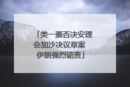 美一票否决安理会加沙决议草案 伊朗强烈谴责