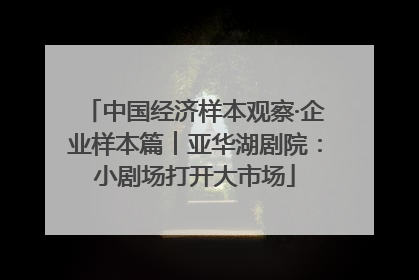 中国经济样本观察·企业样本篇︱亚华湖剧院：小剧场打开大市场