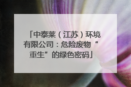 中泰莱（江苏）环境有限公司：危险废物“重生”的绿色密码
