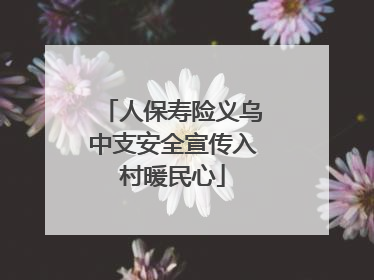 人保寿险义乌中支安全宣传入村暖民心