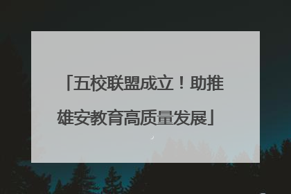五校联盟成立！助推雄安教育高质量发展