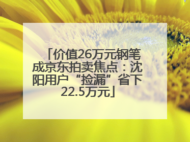 价值26万元钢笔成京东拍卖焦点：沈阳用户“捡漏”省下22.5万元