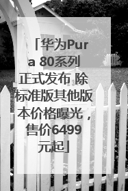 华为Pura 80系列正式发布 除标准版其他版本价格曝光，售价6499元起