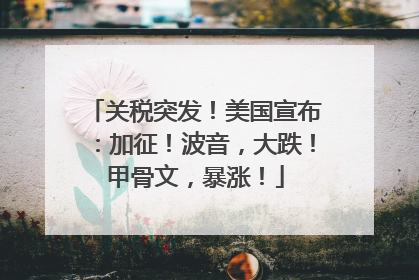 关税突发！美国宣布：加征！波音，大跌！甲骨文，暴涨！