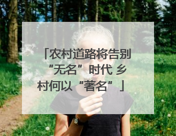 农村道路将告别“无名”时代 乡村何以“著名”