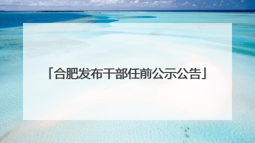 合肥发布干部任前公示公告