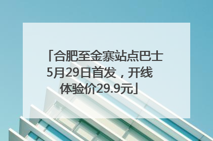 合肥至金寨站点巴士5月29日首发，开线体验价29.9元