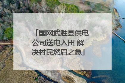 国网武胜县供电公司送电入田 解决村民燃眉之急