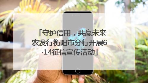 守护信用，共赢未来 农发行衡阳市分行开展6·14征信宣传活动