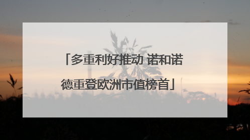 多重利好推动 诺和诺德重登欧洲市值榜首