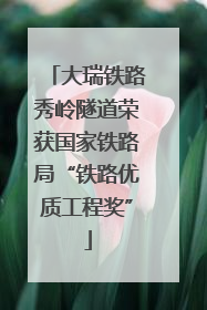 大瑞铁路秀岭隧道荣获国家铁路局“铁路优质工程奖”