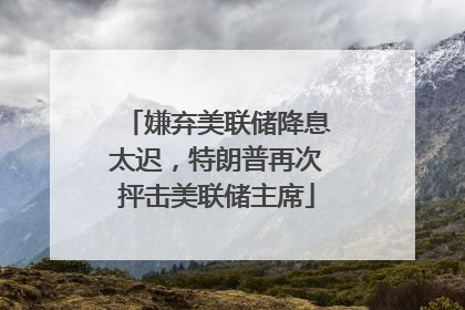 嫌弃美联储降息太迟，特朗普再次抨击美联储主席