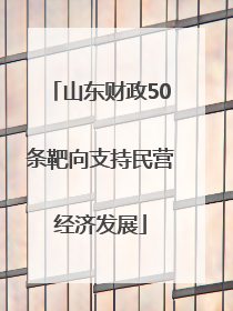 山东财政50条靶向支持民营经济发展