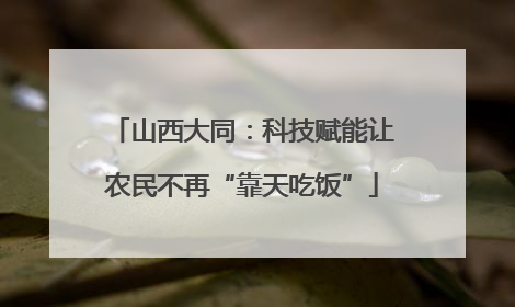 山西大同：科技赋能让农民不再“靠天吃饭”