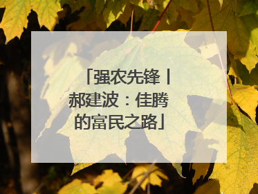 强农先锋丨郝建波：佳腾的富民之路