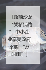 政商沙龙“架桥铺路” 中小企业享受政府采购 “及时雨”