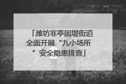 潍坊寒亭固堤街道全面开展“九小场所”安全隐患排查