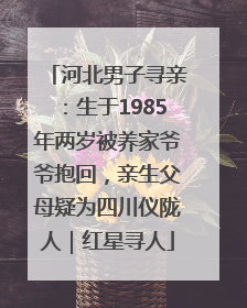 河北男子寻亲：生于1985年两岁被养家爷爷抱回，亲生父母疑为四川仪陇人｜红星寻人