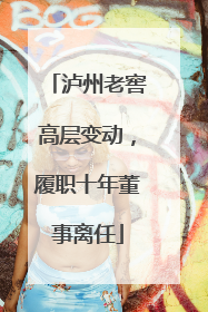 泸州老窖高层变动，履职十年董事离任