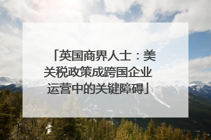 英国商界人士：美关税政策成跨国企业运营中的关键障碍