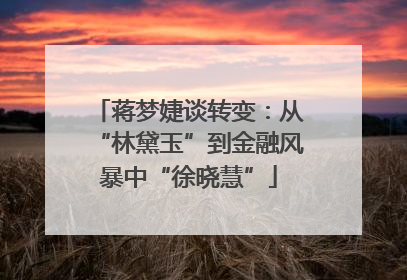 蒋梦婕谈转变：从“林黛玉”到金融风暴中“徐晓慧”