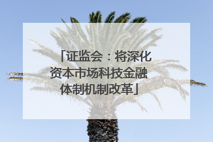证监会：将深化资本市场科技金融体制机制改革