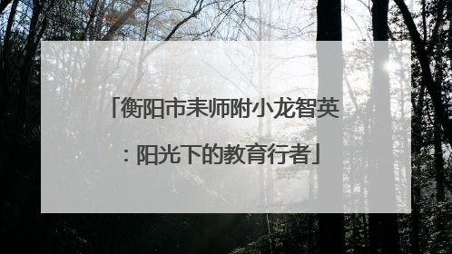 衡阳市耒师附小龙智英：阳光下的教育行者