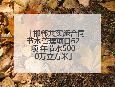 邯郸共实施合同节水管理项目62项 年节水5000万立方米