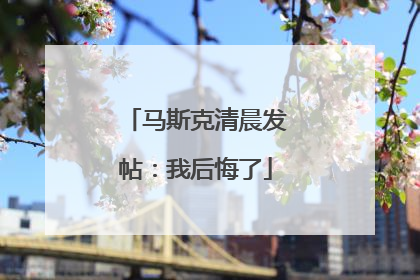 马斯克清晨发帖：我后悔了