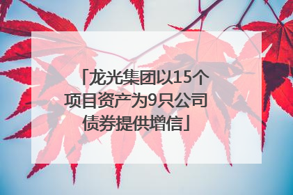 龙光集团以15个项目资产为9只公司债券提供增信
