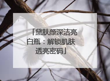 黛肤颜深洁亮白瓶：解锁肌肤透亮密码
