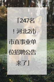 247名！河北2市市直事业单位招聘公告来了